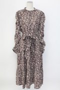 axes femme / 小花柄ティアードワンピース L チャ T-25-12-11-038-AX-OP-SA-ZT