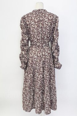 画像2: axes femme / 小花柄ティアードワンピース L チャ T-25-12-11-038-AX-OP-SA-ZT