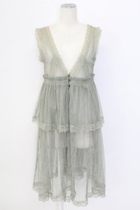 axes femme / ドットチュール重ねジレ M グリーン T-25-12-11-039-AX-TO-SA-ZT