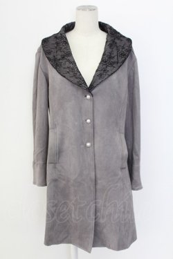 画像1: axes femme / レーススエードコーデイガン  チャコール T-25-12-11-040-AX-TO-SA-ZT