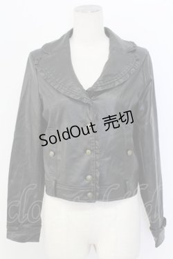 画像1: axes femme / エコレザーフリルブルゾン  黒 T-25-12-11-041-AX-JA-SA-ZI