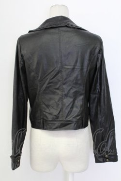 画像2: axes femme / エコレザーフリルブルゾン  黒 T-25-12-11-041-AX-JA-SA-ZT