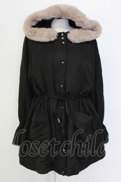 画像1: axes femme / フード付ミドル丈モッズコート L ブラック T-25-12-11-043-AX-CO-SA-ZT