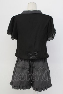 画像2: axes femme / ストライプ切替オールインワン M ブラック T-25-12-11-044-AX-OP-SA-ZT