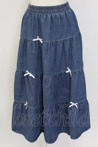 axes femme / リボン&デニムスカート  青デニムＸ白 T-25-12-11-046-AX-SK-SA-ZT
