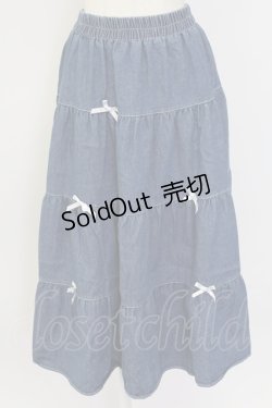 画像1: axes femme / リボン&デニムスカート  青デニムＸ白 T-25-12-11-046-AX-SK-SA-ZI