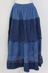 axes femme Nostalgic / フリルデニム切替スカート  青デニム T-25-12-11-047-LO-SK-SA-ZT