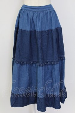 画像1: axes femme Nostalgic / フリルデニム切替スカート  青デニム T-25-12-11-047-LO-SK-SA-ZT