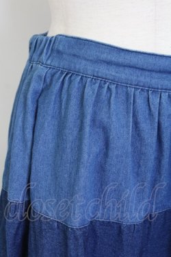 画像3: axes femme Nostalgic / フリルデニム切替スカート  青デニム T-25-12-11-047-LO-SK-SA-ZT