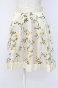 axes femme / 花ptオーガンジー重ねスカート M ベージュ T-25-12-11-048-AX-SK-SA-ZT