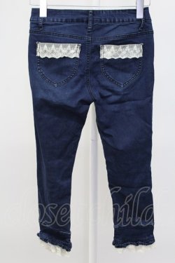 画像2: axes femme / パール&刺繍裾レースデニムパンツ S ブルー T-25-12-11-050-AX-PA-SA-ZT