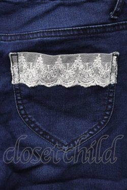 画像3: axes femme / パール&刺繍裾レースデニムパンツ S ブルー T-25-12-11-050-AX-PA-SA-ZT