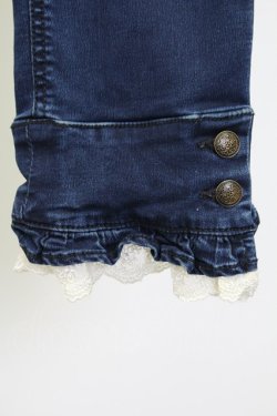 画像5: axes femme / パール&刺繍裾レースデニムパンツ S ブルー T-25-12-11-050-AX-PA-SA-ZT