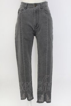 画像1: axes femme / 刺繍スリットフィットデニム M グレー T-25-12-11-051-AX-PA-SA-ZT