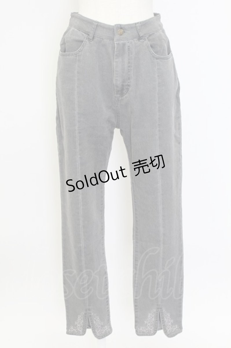 画像1: axes femme / 刺繍スリットフィットデニム L グレー T-25-12-11-052-AX-PA-SA-ZT211 (1)