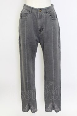 画像1: axes femme / 刺繍スリットフィットデニム L グレー T-25-12-11-052-AX-PA-SA-ZT