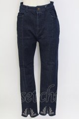axes femme / 刺繍スリットフィットデニム L インディゴ T-25-12-11-053-AX-PA-SA-ZT