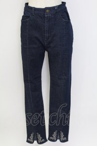 axes femme / 刺繍スリットフィットデニム L インディゴ T-25-12-11-053-AX-PA-SA-ZT