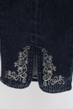 画像4: axes femme / 刺繍スリットフィットデニム L インディゴ T-25-12-11-053-AX-PA-SA-ZT