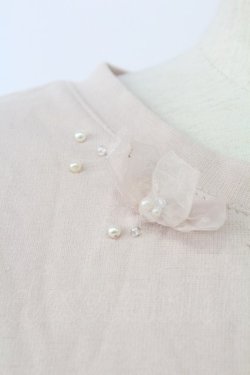 画像3: LODISPOTTO / シフォンリボンストーン半袖カットソー  ピンク T-25-12-11-001-LO-TO-SA-ZT