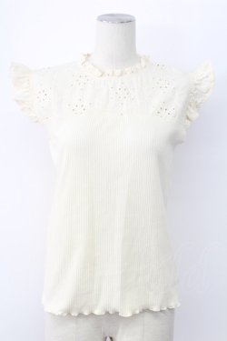 画像1: axes femme / コットンレース使いトップス M クリーム T-25-12-11-006-AX-TO-SA-ZT