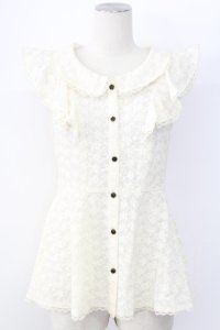 axes femme / 総レースペプラムフリルトップス M キナリ T-25-12-11-007-AX-TO-SA-ZT