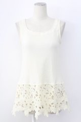 axes femme / 裾花レースデザインタンクトップ M キナリ T-25-12-11-008-AX-TO-SA-ZT