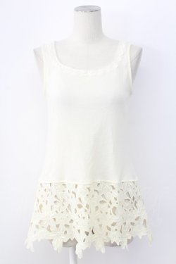 画像1: axes femme / 裾花レースデザインタンクトップ M キナリ T-25-12-11-008-AX-TO-SA-ZT