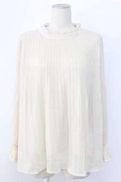 画像1: axes femme / ハイネックプリーツブラウス M キナリ T-25-12-11-010-AX-BL-SA-ZT