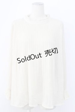 画像1: axes femme / ハイネックプリーツブラウス M キナリ T-25-12-11-010-AX-BL-SA-ZI