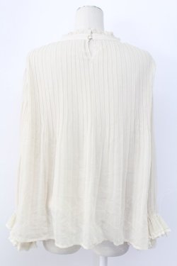 画像2: axes femme / ハイネックプリーツブラウス M キナリ T-25-12-11-010-AX-BL-SA-ZT