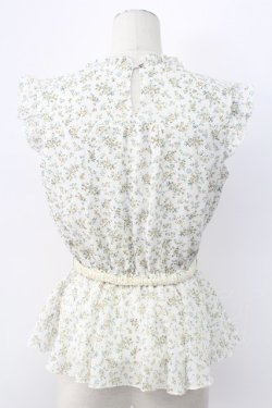 画像2: axes femme / ベルト付花柄ノースリブラウス M ホワイト T-25-12-11-002-AX-BL-SA-ZT