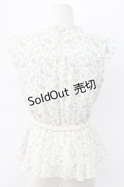 画像2: axes femme / ベルト付花柄ノースリブラウス M ホワイト T-25-12-11-002-AX-BL-SA-ZI