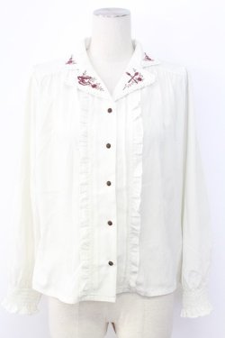 画像1: axes femme / 開襟お茶会刺繍ブラウス  キナリ T-25-12-11-011-AX-BL-SA-ZT