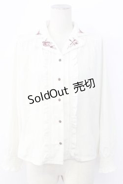 画像1: axes femme / 開襟お茶会刺繍ブラウス  キナリ T-25-12-11-011-AX-BL-SA-ZI