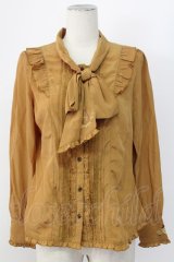 axes femme / フェミニンボータイブラウス/美女と野獣 M キャメル T-25-12-11-015-AX-BL-SA-ZT