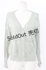 axes femme / ミモザ刺繍ニットカーディガン M グリーン T-25-12-11-016-AX-TO-SA-ZI