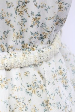 画像5: axes femme / ベルト付花柄ノースリブラウス M ホワイト T-25-12-11-002-AX-BL-SA-ZT