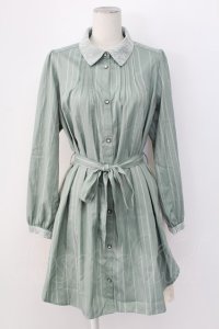 axes femme / バックシャンストライプチュニ M グリーン T-25-12-11-017-AX-OP-SA-ZT