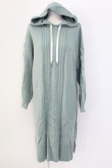 axes femme / 袖刺繍パーカーニットワンピース M グリーン T-25-12-11-018-AX-OP-SA-ZT