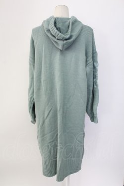 画像2: axes femme / 袖刺繍パーカーニットワンピース M グリーン T-25-12-11-018-AX-OP-SA-ZT