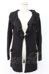 axes femme / リブ編みガウン風カーディガン  黒 T-25-12-14-015-AX-TO-SA-ZT