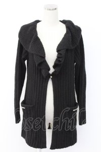 axes femme / リブ編みガウン風カーディガン  黒 T-25-12-14-015-AX-TO-SA-ZT