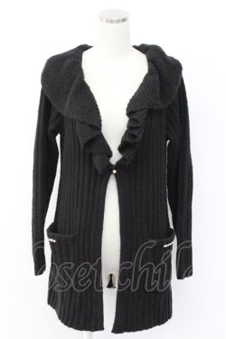 画像1: axes femme / リブ編みガウン風カーディガン  黒 T-25-12-14-015-AX-TO-SA-ZT