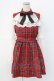 画像1: Jamieエーエヌケー / タータンチェックレース袖ワンピース  赤チェックｘ白 T-25-12-14-018-0-OP-SA-ZT (1)