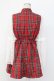 画像2: Jamieエーエヌケー / タータンチェックレース袖ワンピース  赤チェックｘ白 T-25-12-14-018-0-OP-SA-ZT (2)