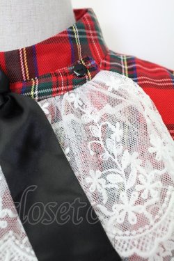 画像4: Jamieエーエヌケー / タータンチェックレース袖ワンピース  赤チェックｘ白 T-25-12-14-018-0-OP-SA-ZT