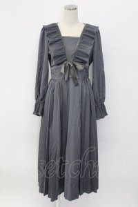 melume / makiコラボ/プリーツ襟ワンピース L グレー T-25-12-14-020-0-OP-SA-ZT