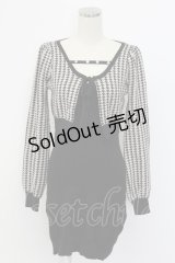 pium / 千鳥カーデ&ビジュー付きニットキャミワンピSET  黒 T-25-12-14-021-0-OP-SA-ZT