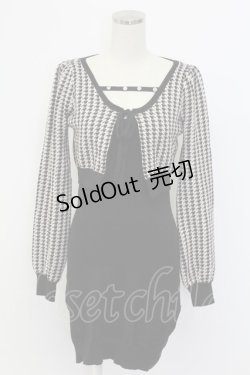 画像1: pium / 千鳥カーデ&ビジュー付きニットキャミワンピSET  黒 T-25-12-14-021-0-OP-SA-ZT